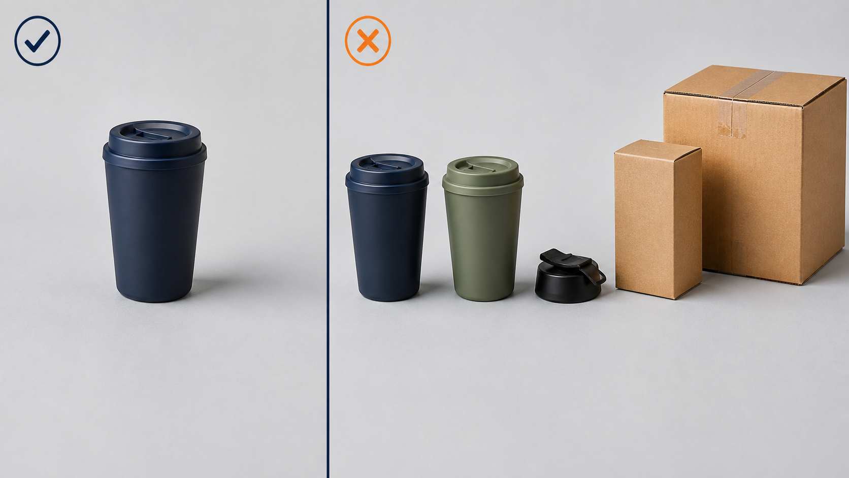 Illustrative comparison between checking one product by itself and comparing the wider ecommerce order context