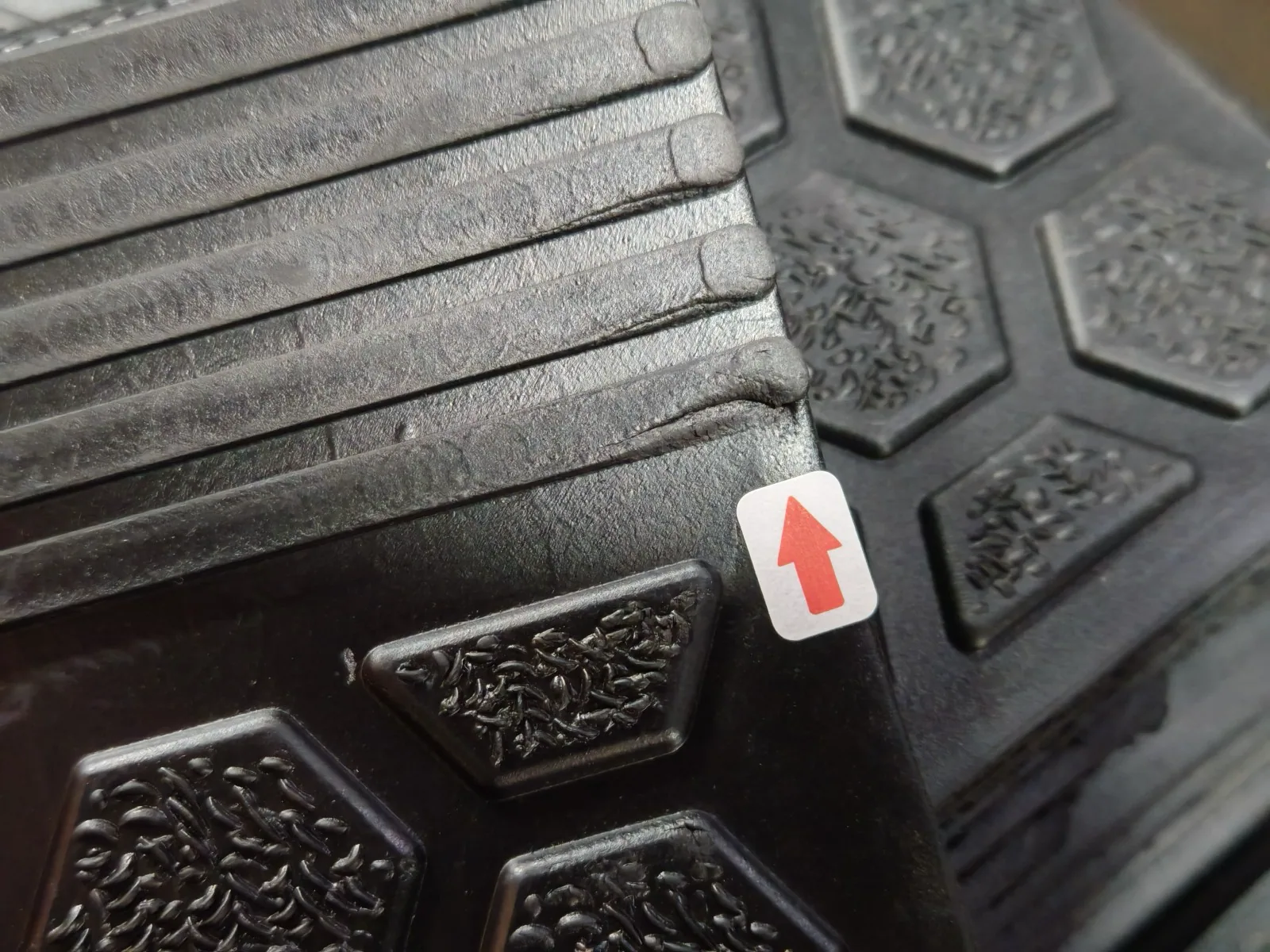 Close-up of a visible product surface finding marked during inspection